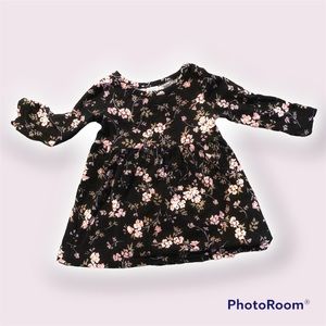 Old Navy Stretch Fit and Flare Black Floral Dress Size 6-12 months